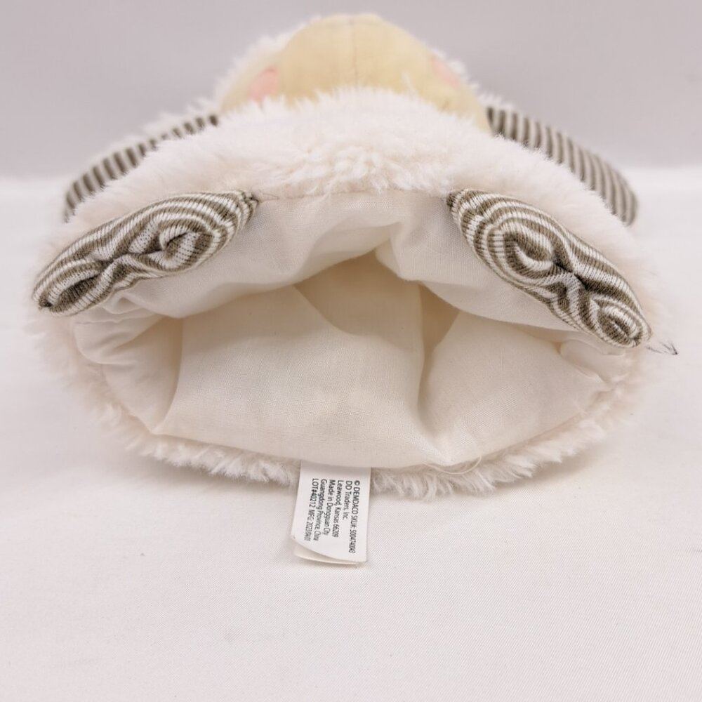 White Sheep Puppet Plush Demdaco Striped Ears Toy Nursery Rhyme 2020 Stuffed - Picture 8 of 14
